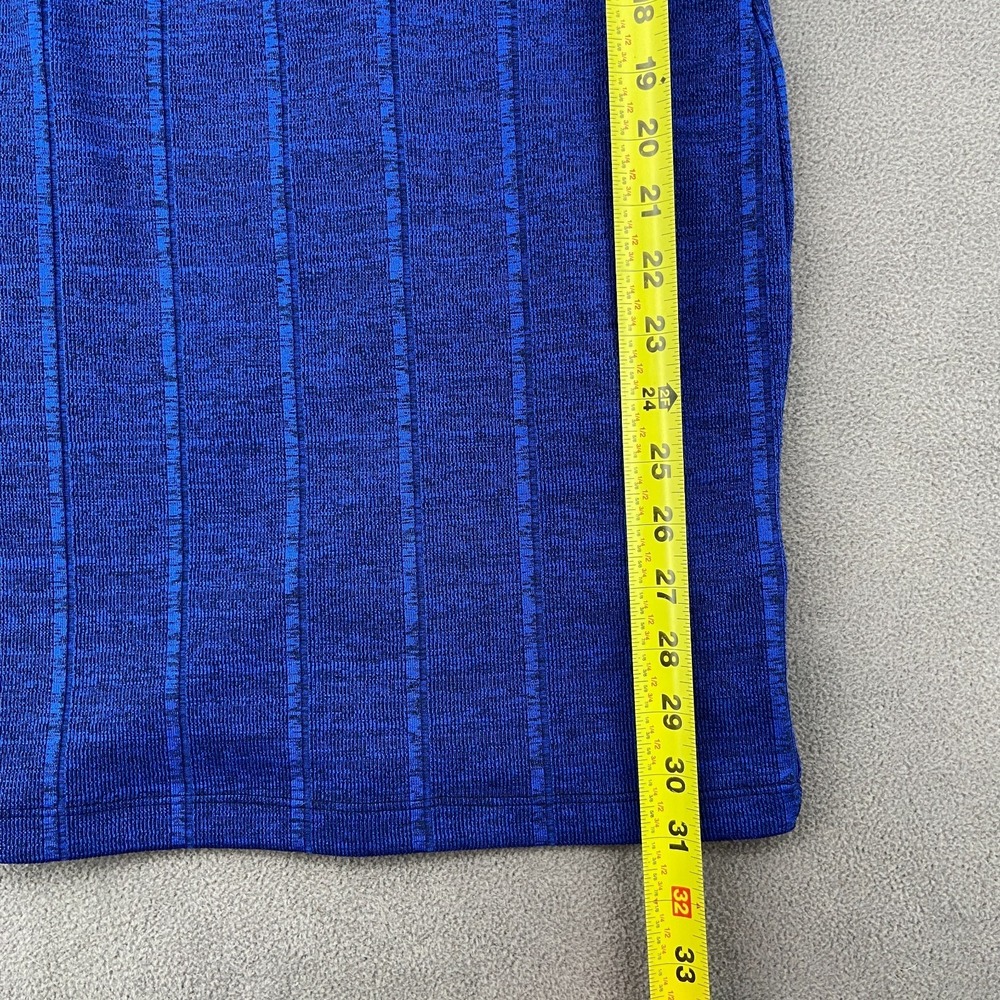 Topshop Bodycon Dress Womens 4 Blue Striped One Shoulder Elastic Trim Back Zip - Picture 6 of 8